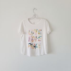 Anthropologie Love Hope Peace Graphic Tee S